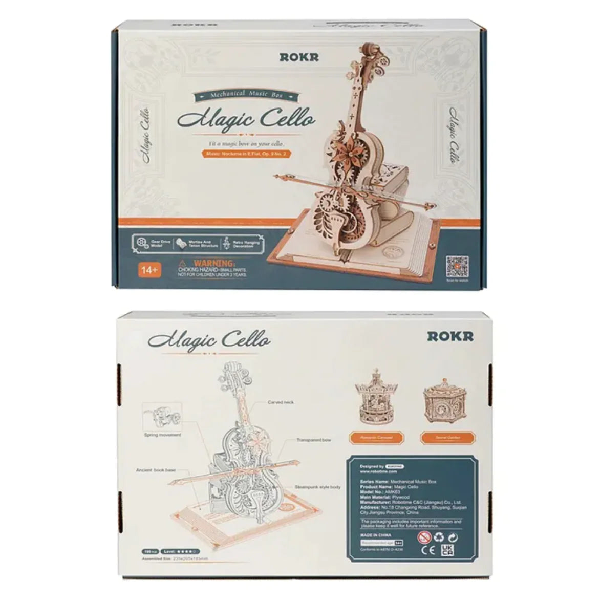 Magic Cello 3D Wooden Puzzle Music Box – Self-Playing Mechanical Model Kit