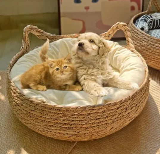 Handwoven Natural Pet House – Cozy Eco-Friendly Cat Bed