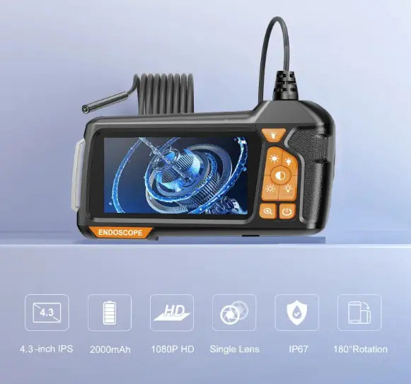 Handheld Inspection Endoscope with HD Screen – Single Lens, Waterproof Probe