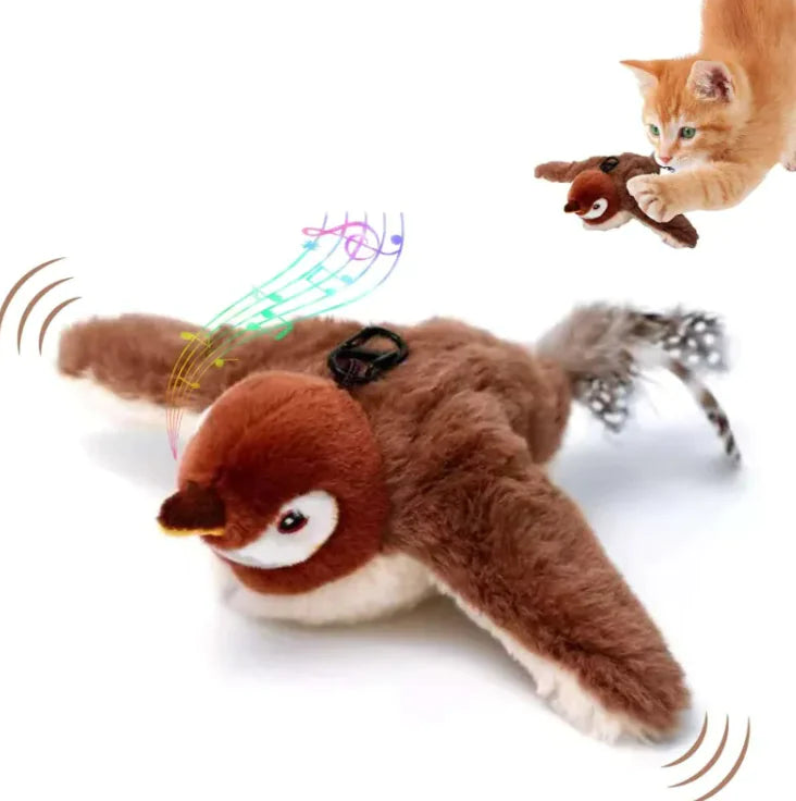 Interactive Chirping Bird Cat Toy – Realistic Flapping & Sound Action