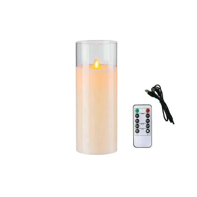 USB Rechargeable LED Pillar Candles – Flameless Flickering Light with Remote & Timer