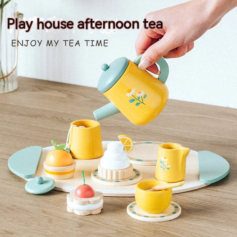 Wooden Pretend Tea Party Playset for Kids – Imaginative Role Play Set