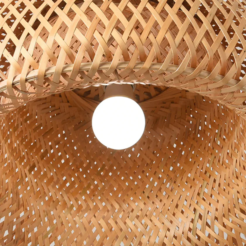 ZenGlow Woven Bamboo Pendant Light – Natural, Dimmable Ceiling Lamp with Bulb Included