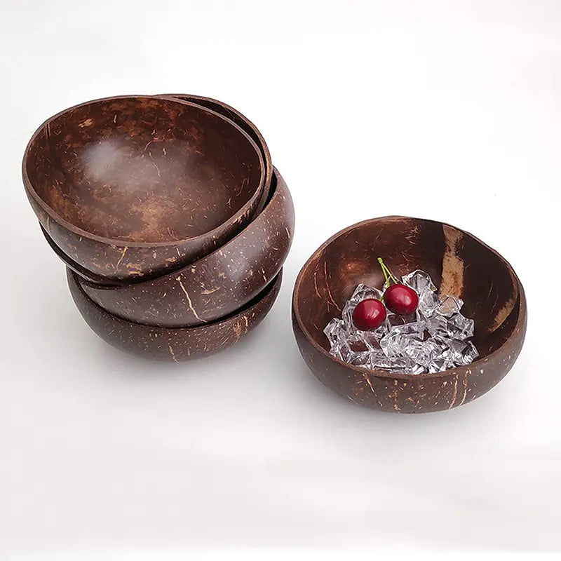 Eco-Chic Natural Coconut Bowl & Spoon Tableware Set | Sustainable Dining Elegance