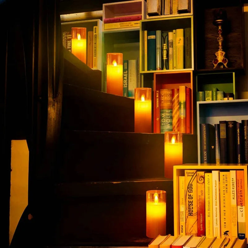 USB Rechargeable LED Pillar Candles – Flameless Flickering Light with Remote & Timer
