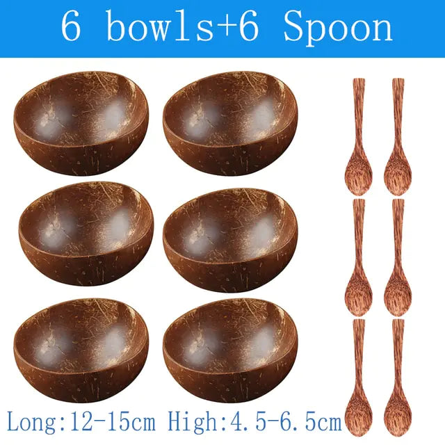 Eco-Chic Natural Coconut Bowl & Spoon Tableware Set | Sustainable Dining Elegance