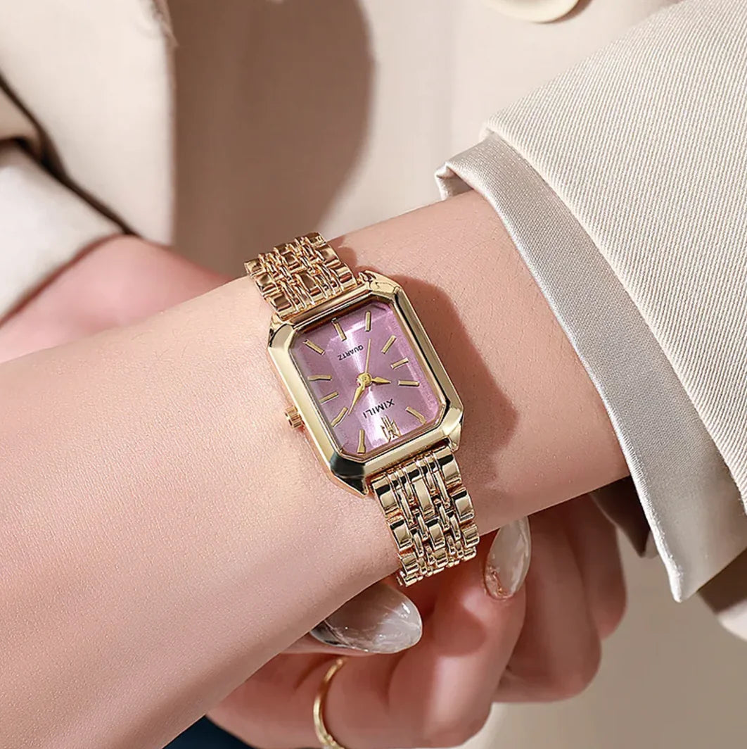Women's Minimalist Square Dial Watch – Steel Strap Elegant Fashion Timepiece