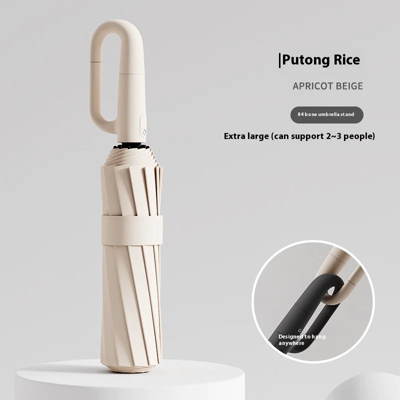 Windproof 84-Bone Umbrella with Ring Buckle – Large Canopy, Minimalist Design