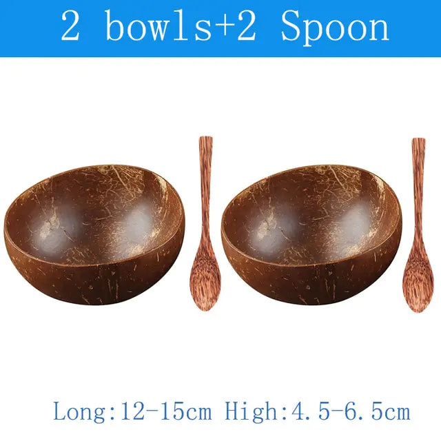 Eco-Chic Natural Coconut Bowl & Spoon Tableware Set | Sustainable Dining Elegance
