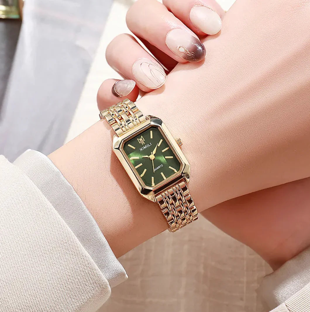 Women's Minimalist Square Dial Watch – Steel Strap Elegant Fashion Timepiece