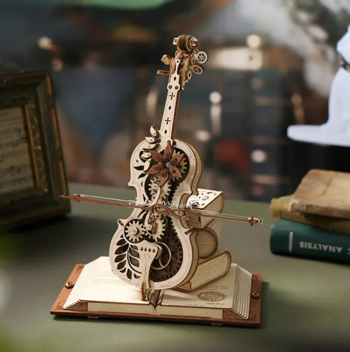 Magic Cello 3D Wooden Puzzle Music Box – Self-Playing Mechanical Model Kit