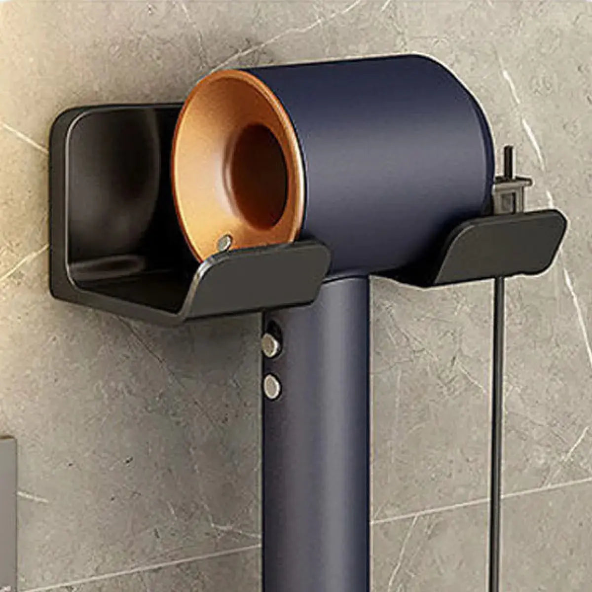 Elegant Wall-Mounted Hair Dryer Holder – Minimalist Bathroom Storage Rack