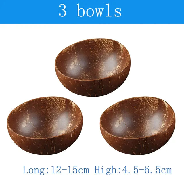 Eco-Chic Natural Coconut Bowl & Spoon Tableware Set | Sustainable Dining Elegance