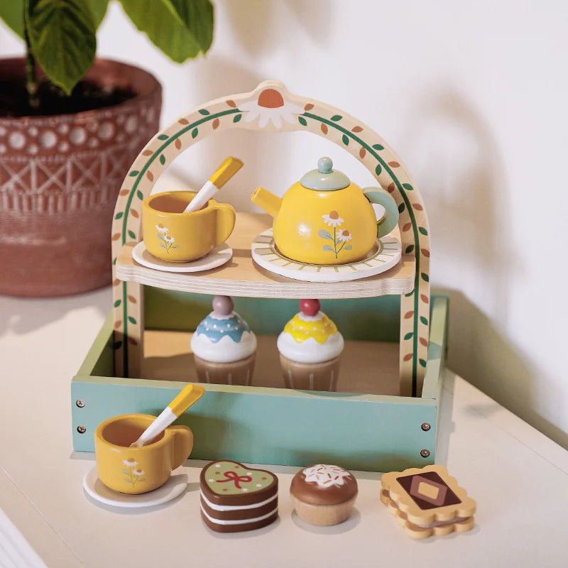 Wooden Pretend Tea Party Playset for Kids – Imaginative Role Play Set