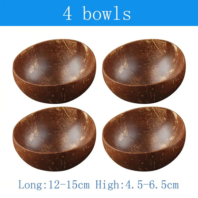 Eco-Chic Natural Coconut Bowl & Spoon Tableware Set | Sustainable Dining Elegance