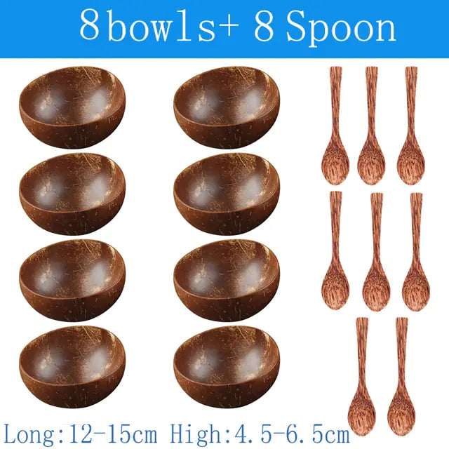 Eco-Chic Natural Coconut Bowl & Spoon Tableware Set | Sustainable Dining Elegance