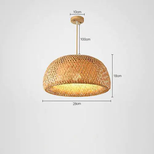 ZenGlow Woven Bamboo Pendant Light – Natural, Dimmable Ceiling Lamp with Bulb Included