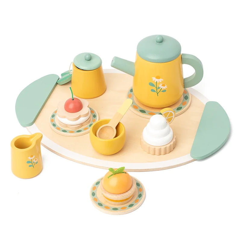 Wooden Pretend Tea Party Playset for Kids – Imaginative Role Play Set