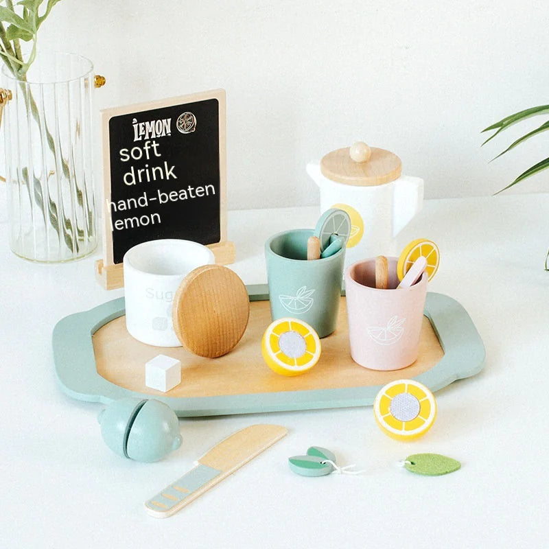 Wooden Pretend Tea Party Playset for Kids – Imaginative Role Play Set