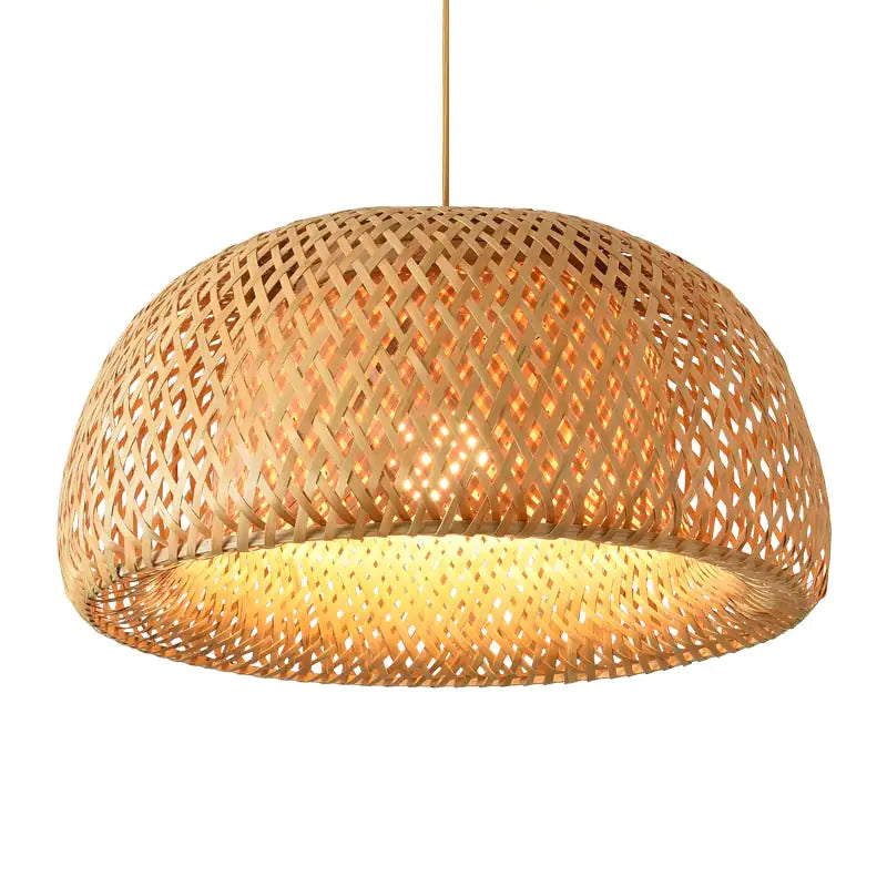 ZenGlow Woven Bamboo Pendant Light – Natural, Dimmable Ceiling Lamp with Bulb Included