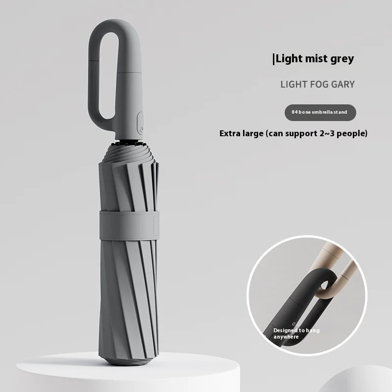 Windproof 84-Bone Umbrella with Ring Buckle – Large Canopy, Minimalist Design