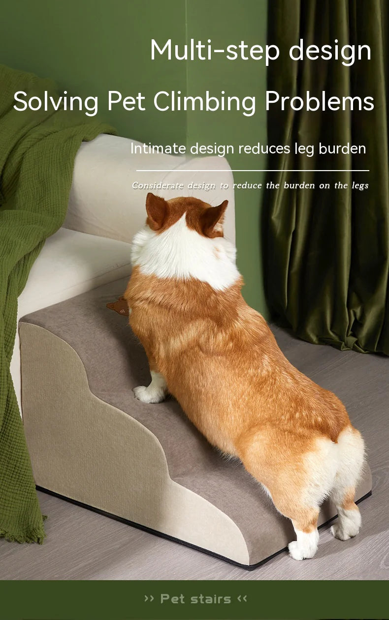 Pet Dog Ramp Stairs – Soft Foldable Slope Ladder for Beds & Couches