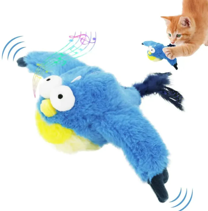 Interactive Chirping Bird Cat Toy – Realistic Flapping & Sound Action