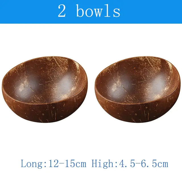 Eco-Chic Natural Coconut Bowl & Spoon Tableware Set | Sustainable Dining Elegance