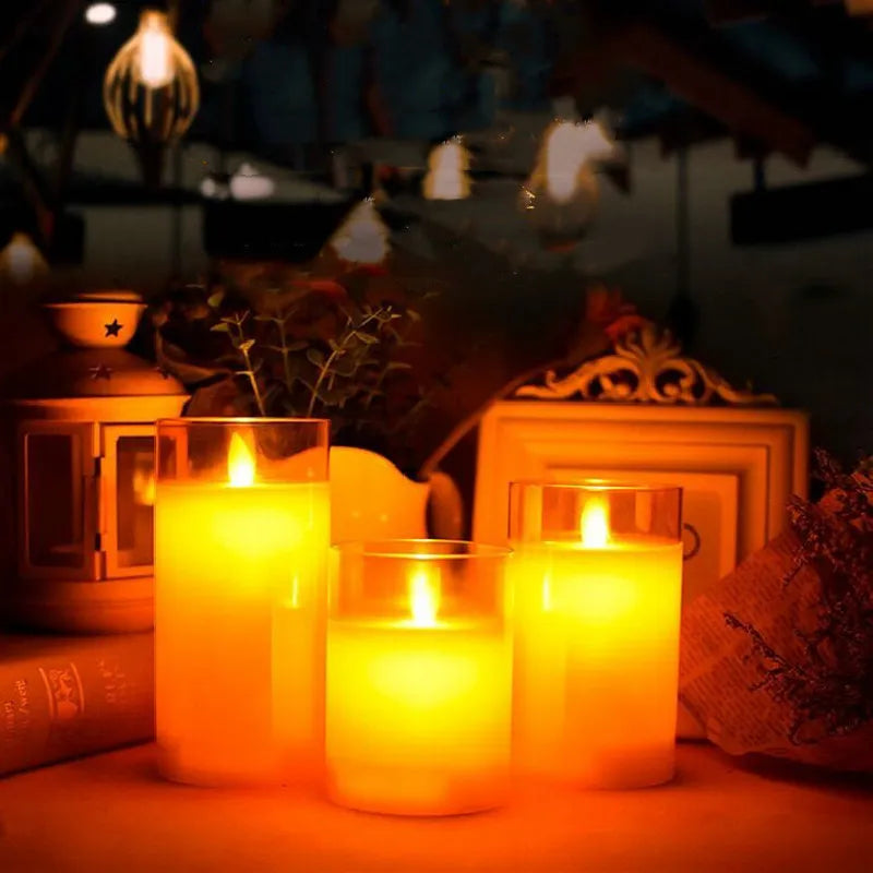 USB Rechargeable LED Pillar Candles – Flameless Flickering Light with Remote & Timer