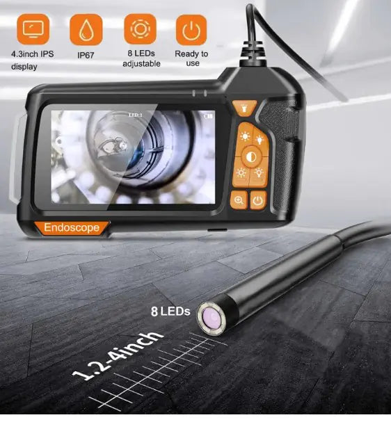 Handheld Inspection Endoscope with HD Screen – Single Lens, Waterproof Probe