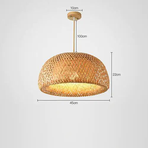 ZenGlow Woven Bamboo Pendant Light – Natural, Dimmable Ceiling Lamp with Bulb Included