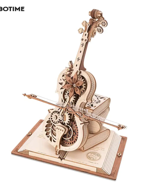 Magic Cello 3D Wooden Puzzle Music Box – Self-Playing Mechanical Model Kit