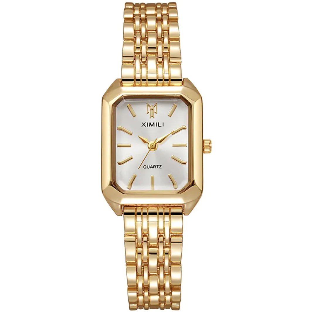 Women's Minimalist Square Dial Watch – Steel Strap Elegant Fashion Timepiece