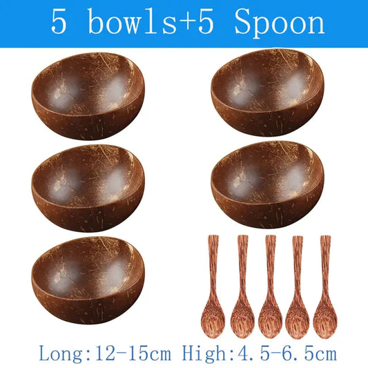 Eco-Chic Natural Coconut Bowl & Spoon Tableware Set | Sustainable Dining Elegance