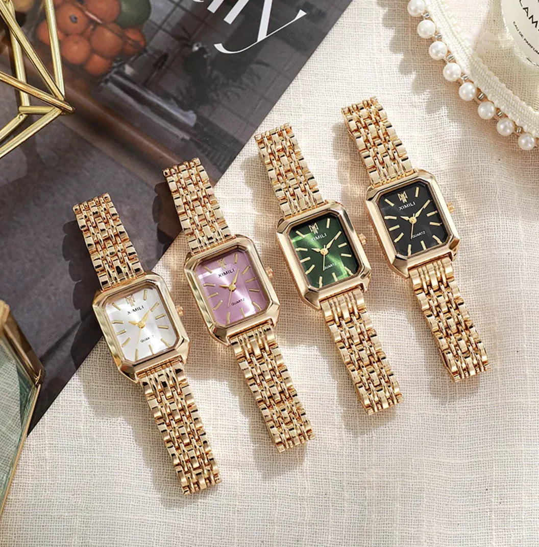 Women's Minimalist Square Dial Watch – Steel Strap Elegant Fashion Timepiece