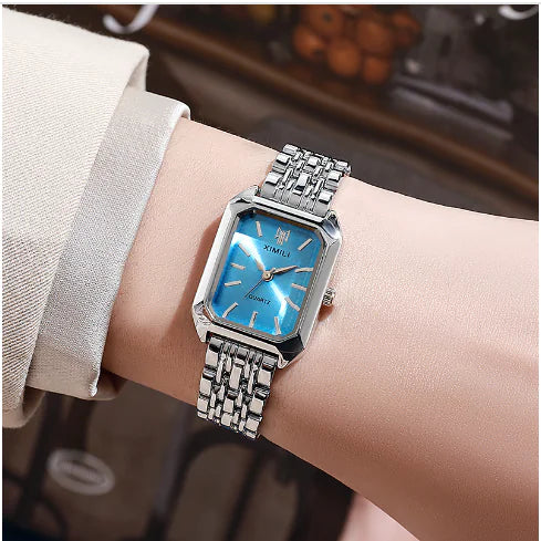 Women's Minimalist Square Dial Watch – Steel Strap Elegant Fashion Timepiece