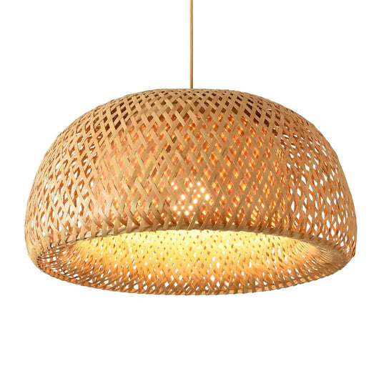 ZenGlow Woven Bamboo Pendant Light – Natural, Dimmable Ceiling Lamp with Bulb Included