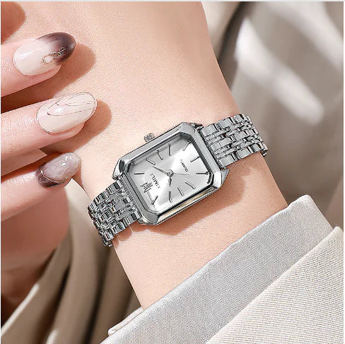 Women's Minimalist Square Dial Watch – Steel Strap Elegant Fashion Timepiece