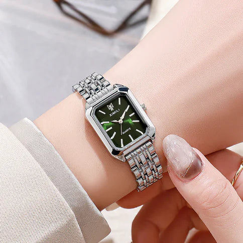Women's Minimalist Square Dial Watch – Steel Strap Elegant Fashion Timepiece